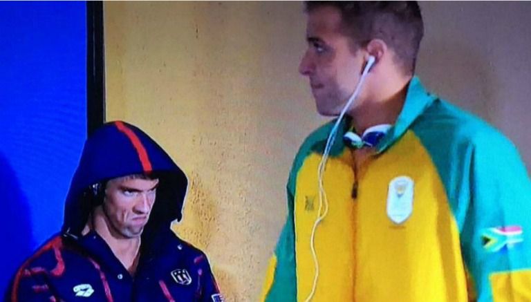 Cara de enojo de Michael Phelps