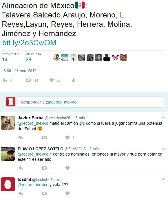Usuario de Twitter no aprueban alineación de Osorio