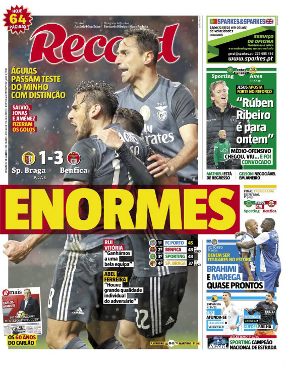 La prensa resaltó la victoria del Benfica 
