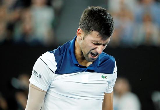 Djokovic lanza un grito durante el juego contra Hyeon Chung