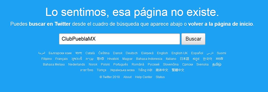 Error al buscar el perfil de Twitter de Puebla