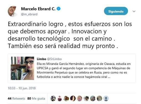 Tuit que eliminó Marcelo Ebrard