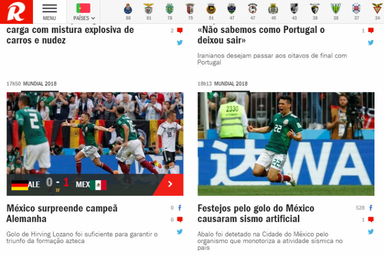 "México sorprende al Campeón Alemania", redactó Record de Portugal
