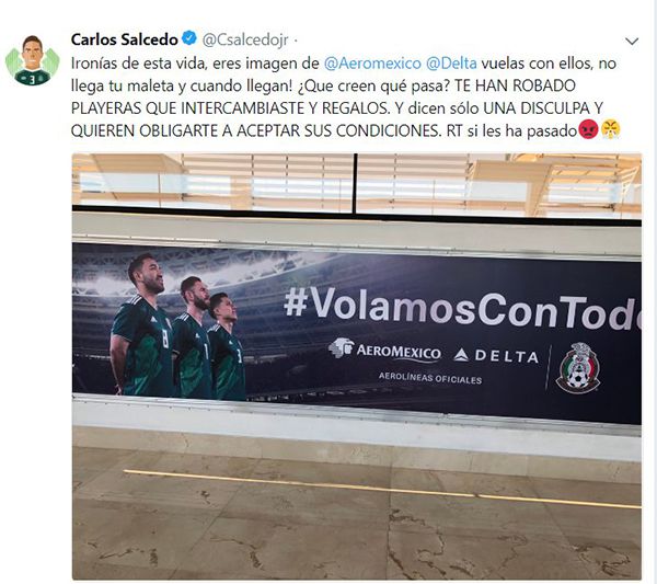 El tuit de Carlos Salcedo contra la aerolínea 