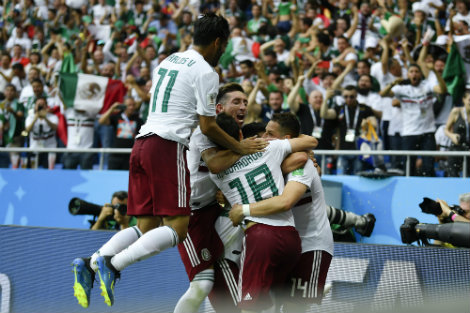 México celebra gol contra Corea