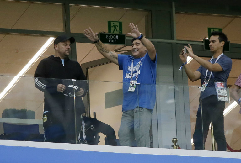 Maradona, durante el juego entre Argentina y Croacia