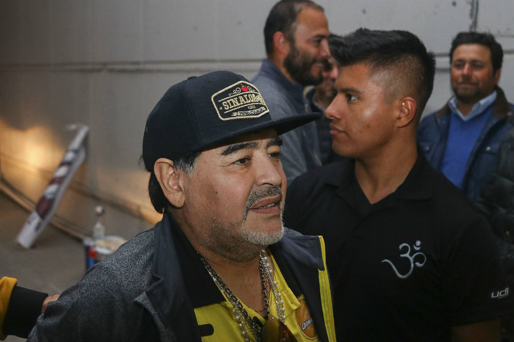 Diego Maradona cuando era entrenador de Dorados