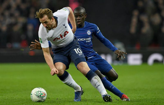 Kane durante un partido con el Tottenham