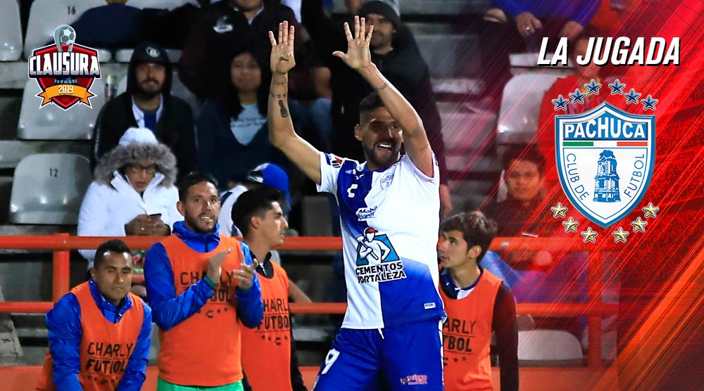 Franco Jara festeja gol con Pachuca