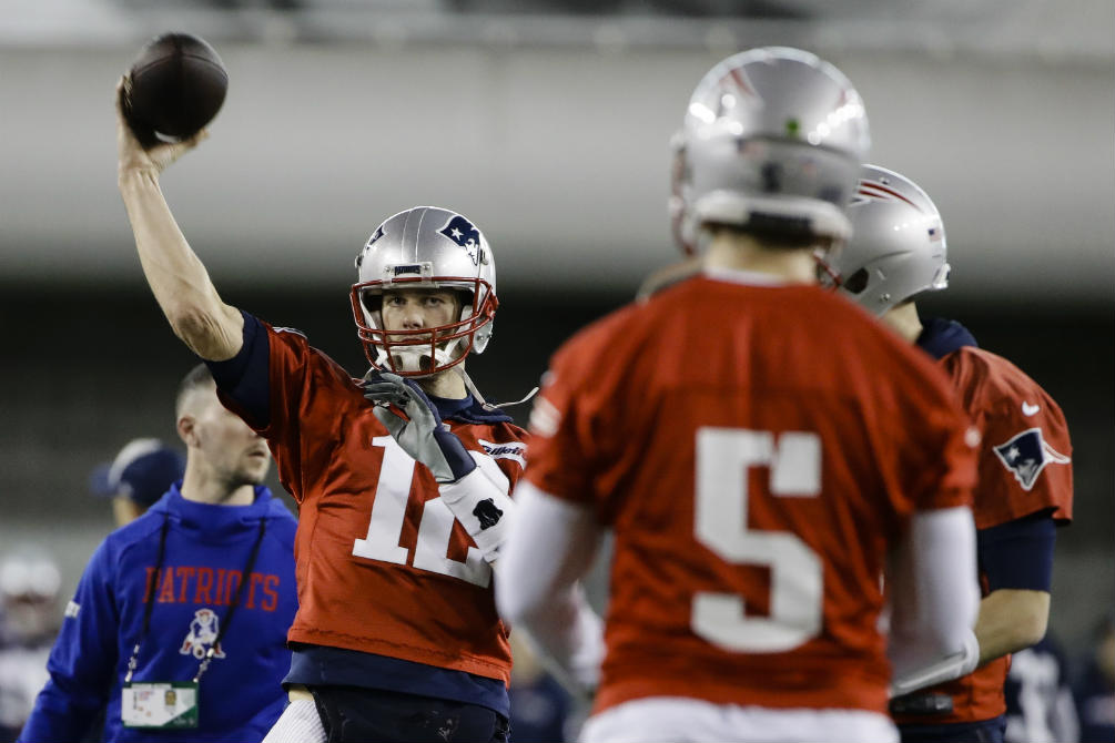 Brady practicando para el Super Bowl LIII