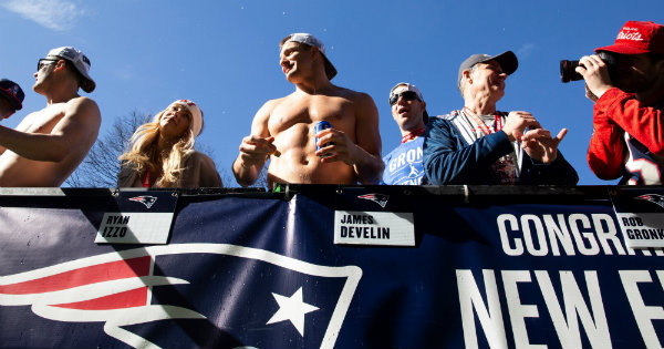 Gronkowski en el desfile de Campeones en Boston