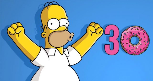 Homero festeja temporada 30 de los Simpsons