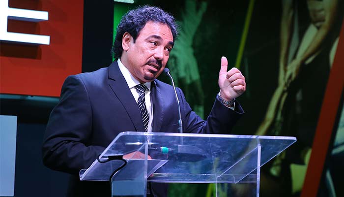 Hugo Sánchez durante la entrega de premios 'Marca' 