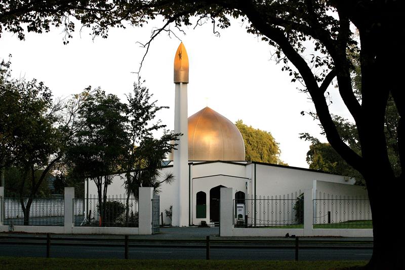Fachada de la mezquita atacada en Christchurch