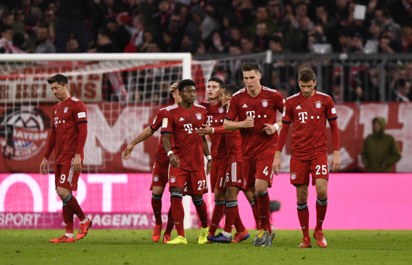 Bayern en festejo tras una anotación frente al Mainz 