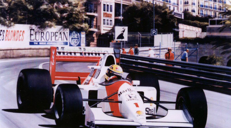 Ayrton Senna durante una carrera