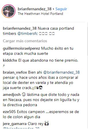 Comentarios de los aficionados del Necaxa a Brian Fernández 