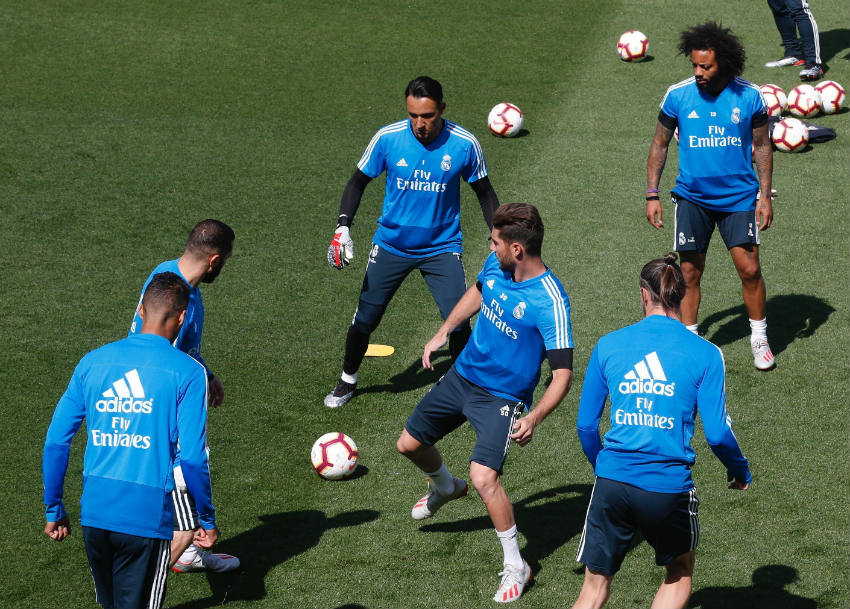 Marcelo durante un entrenamiento del Real Madrid 
