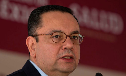 Martínez Cázares durante una conferencia de prensa 