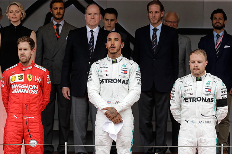 Hamilton, Vettel y Bottas subieron al podio