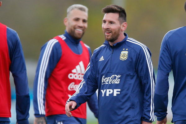 Lionel Messi durante un entrenamiento de Argentina