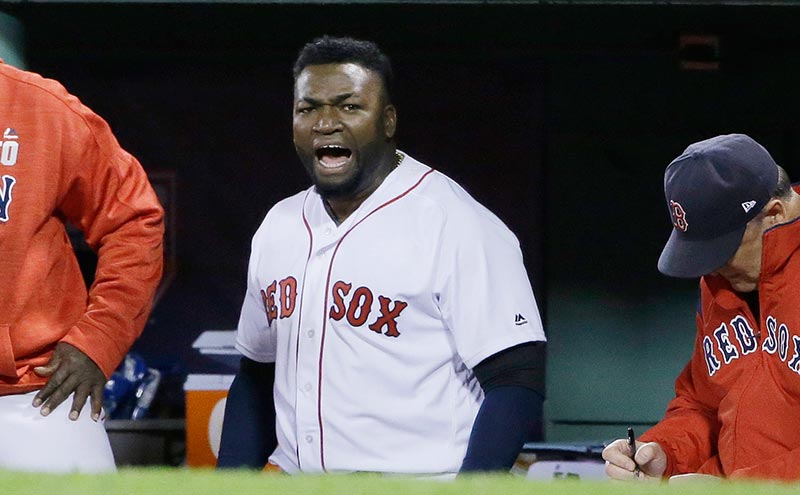 David Ortiz grita en un juego de los Red Sox