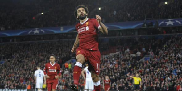 Salah, en festejo de gol con los Reds