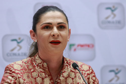 Ana Gabriela Guevara durante una conferencia de prensa