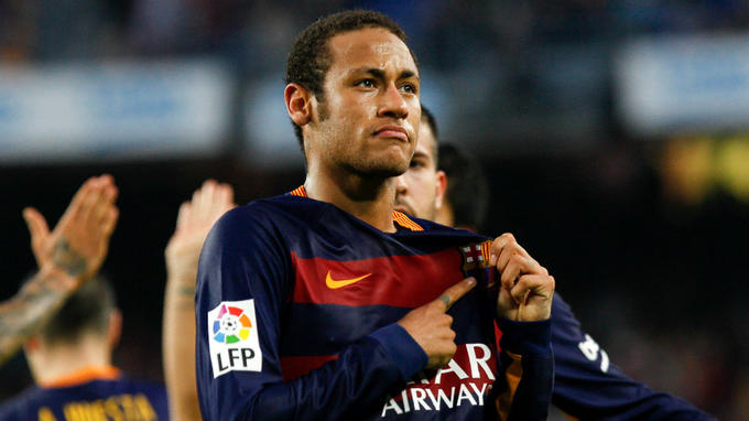 Neymar festeja un gol con el Barcelona 