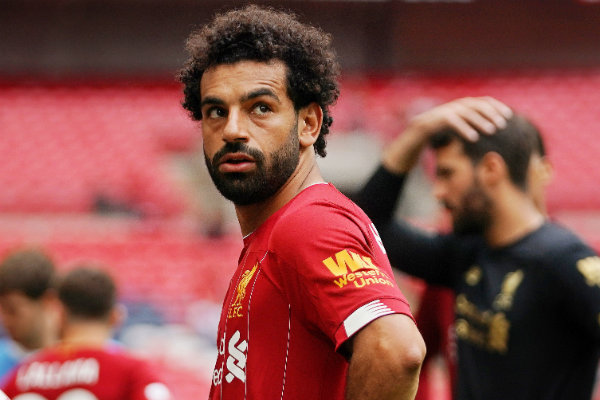 Salah durante un encuentro con el Liverpool