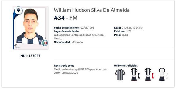El registro de William Hudson Silva De Almeida