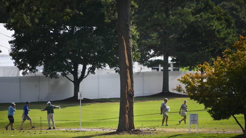El árbol en el que cayó el relámpago durante el Tour Championship