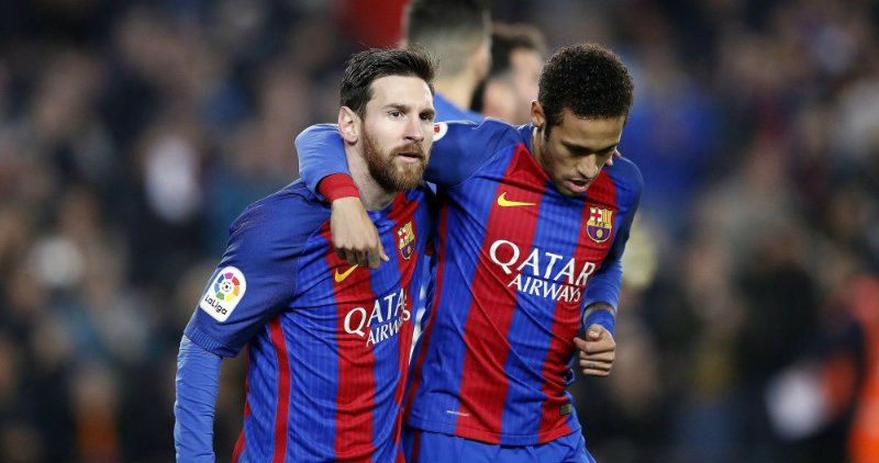 Messi y Neymar, en un juego con el Barcelona