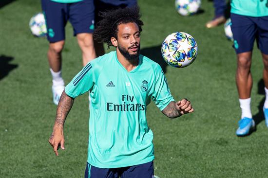 Marcelo, en entrenamiento del Real Madrid