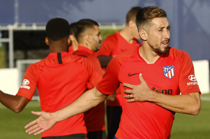 Herrera, en un entrenamiento del Atlético