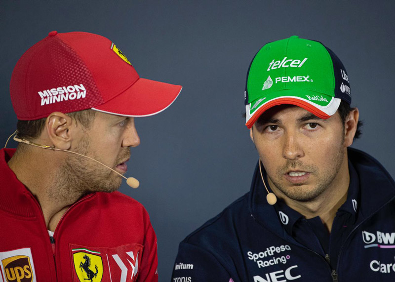 Vettel habla con Checo Pérez