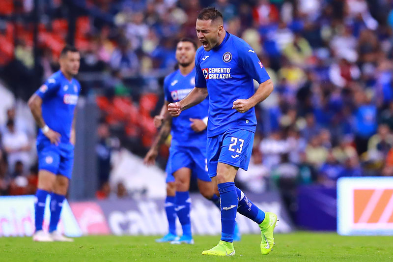 Aguilar celebra un gol en el Apertura 2019 