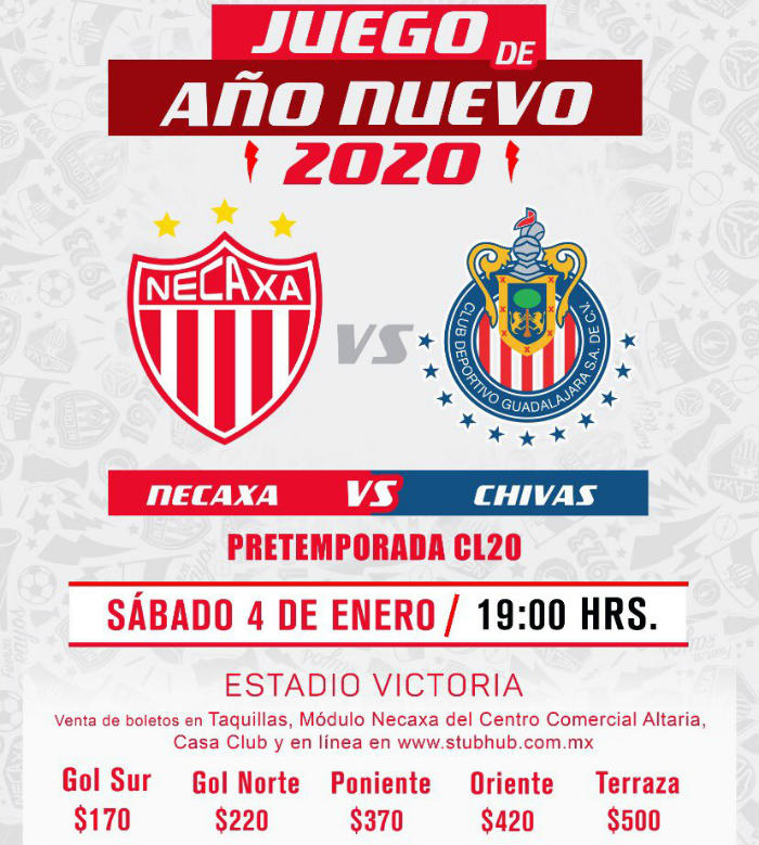 Cartel del partido Necaxa vs Chivas