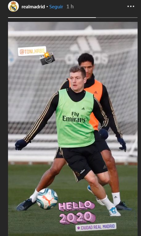Toni Kroos, en el primer entrenamiento del Madrid en 2020
