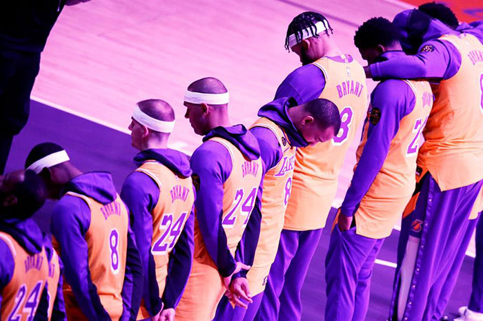 Jugadores de Lakers, en el homenaje