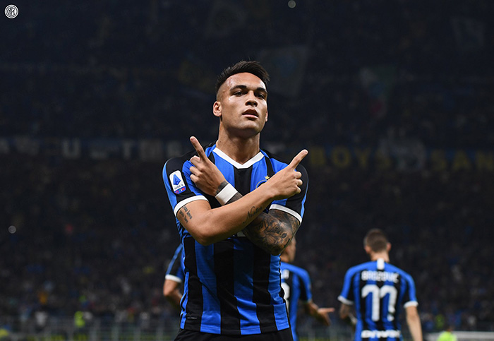 Lautaro, en festejo con Inter