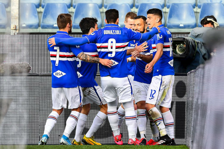 Jugadores de la Sampdoria celebrando un gol