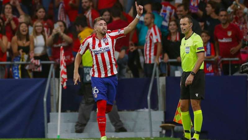 Herrera celebra un gol en la Champions League 