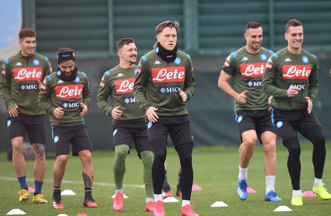 Jugadores del Napoli, en un entrenamiento 