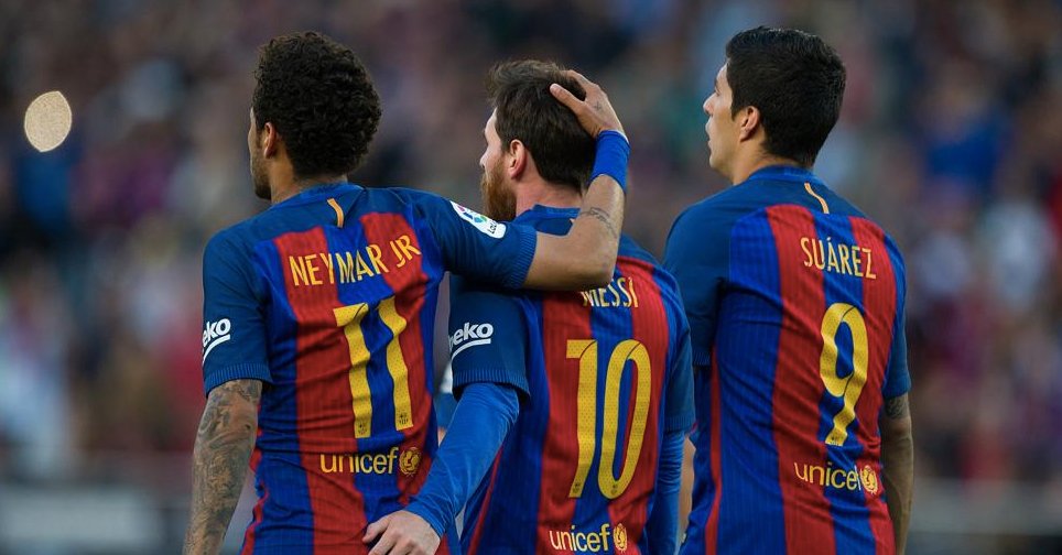 Neymar, Messi y Suárez en un partido con el Barcelona 