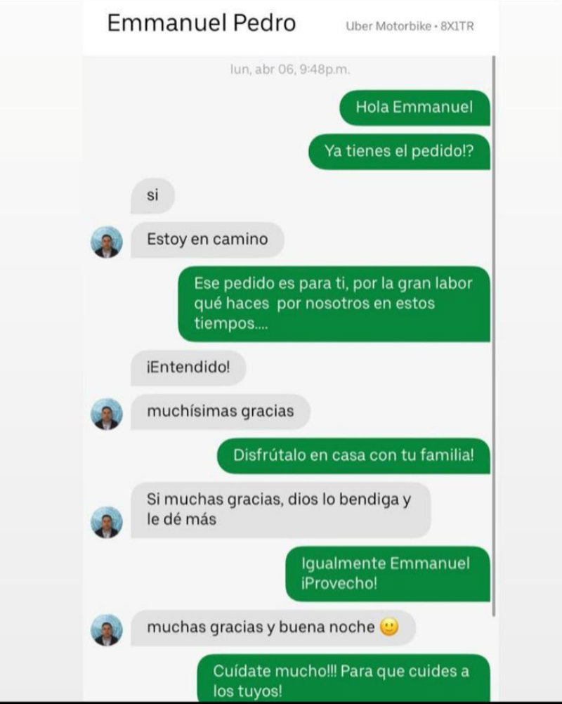 La conversación entre Herrera y el repartidor