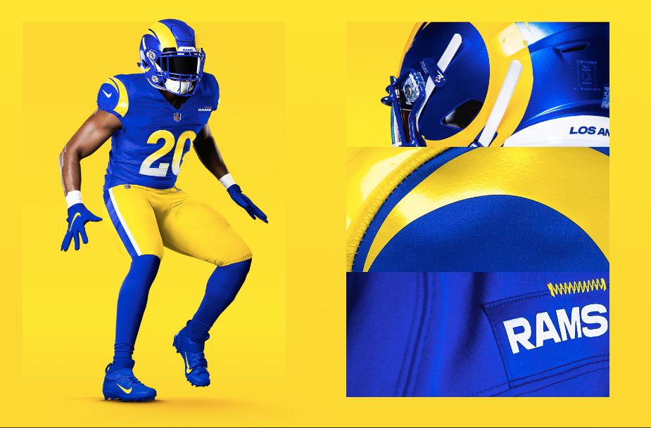 El uniforme de visitante de Los Rams 