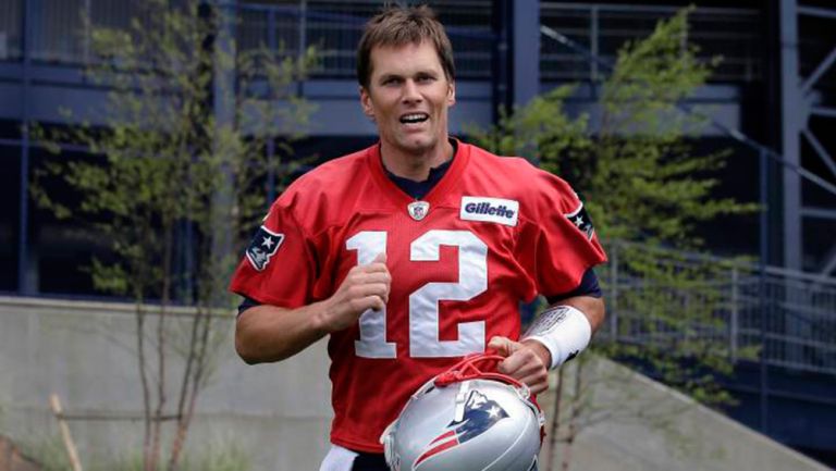 Brady, en un entrenamiento con los Patriots