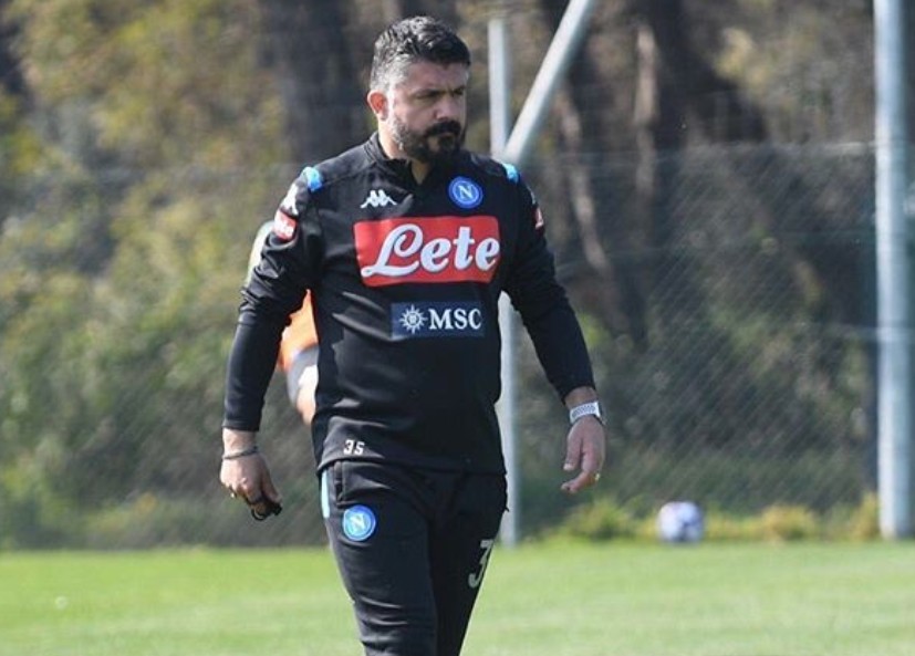 Gennaro Gattuso durante un entrenamiento con Napoli