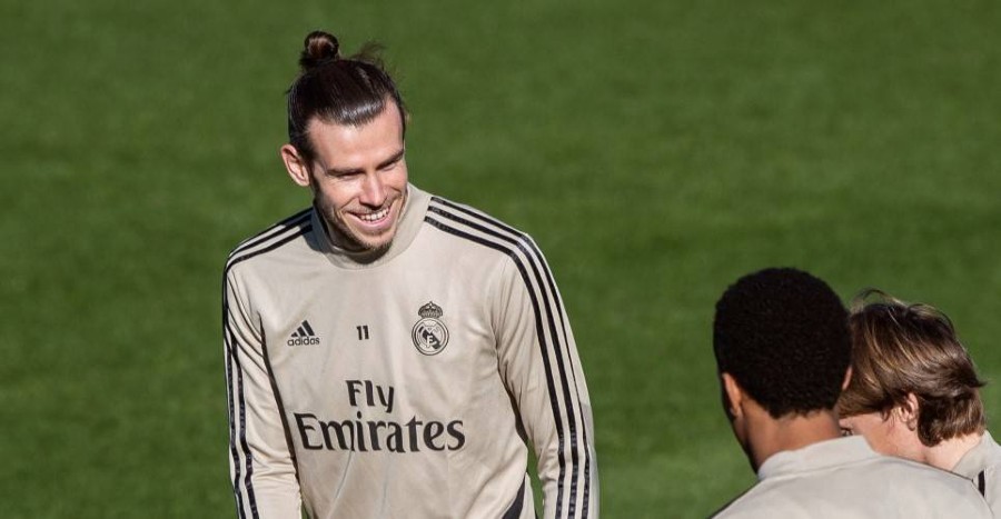 Gareth Bale durante un entrenamiento con el Real Madrid